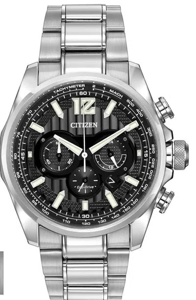 Pre-owned Citizen Men's Eco-drive Shadowhawk Stainless Steel Chronograph Watch Ca4170-51e