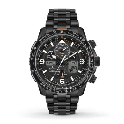 Pre-owned Citizen Men's Eco-drive Skyhawk A-t Chronograph Stainless Steel Watch Jy8075-51e