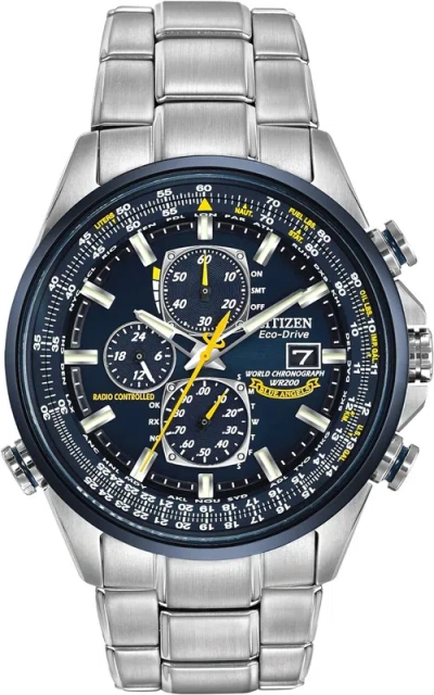 Pre-owned Citizen Men's Eco-drive Sport Luxury World Chronograph Atomic Time Keeping Watch