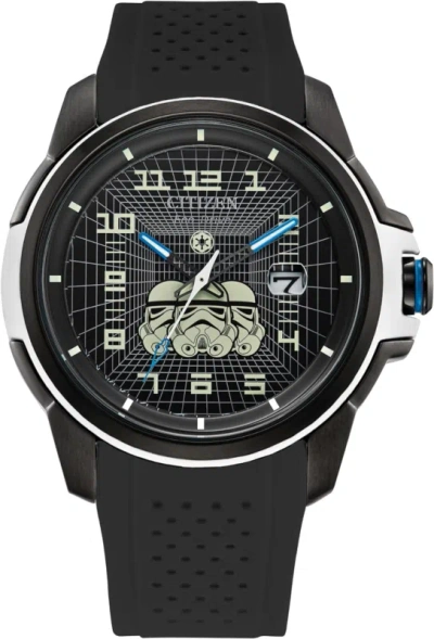 Pre-owned Citizen Men's Eco-drive Star Wars Imperial Storm Trooper Black Ion Plated Stainl
