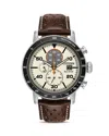 Citizen Eco-drive Men's Chronograph Brown Leather Strap Watch 44mm In Ivory/brown
