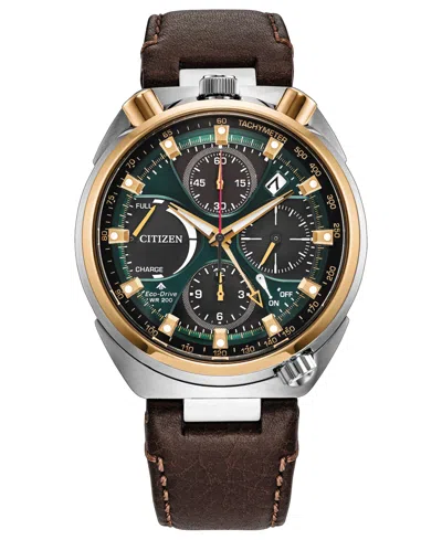 Citizen Men's Limited Edition Promaster Land Tsuno Chrono Brown Leather Strap Watch 44.5mm