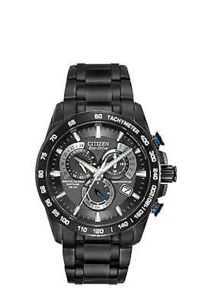 Pre-owned Citizen Men's Perpetual Chrono A-t Watch In Black Ion Plated - Size One Size