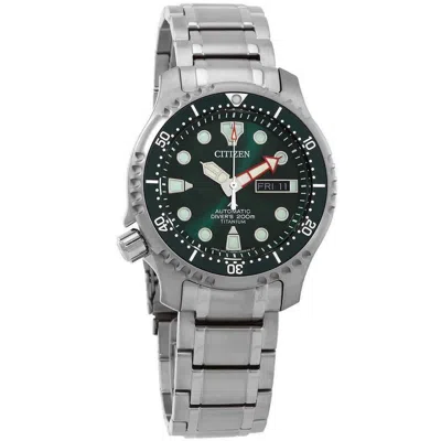 Pre-owned Citizen Men's Promaster Automatic Green Dial Titanium Watch - Ny0100-50x