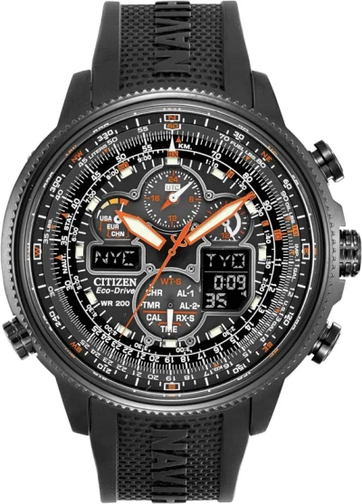 Pre-owned Citizen Men's Promaster Navihawk A-t Eco-drive Pilot Watch, Atomic Timekeeping, In Black Rubber Strap