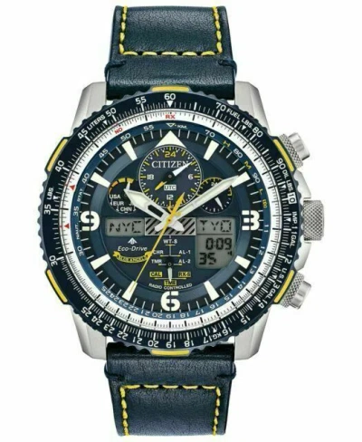 Pre-owned Citizen Men's Promaster Skyhawk 46mm Leather Band Eco-drive Watch Jy8078-01l