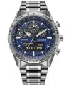 Citizen Men's Promaster Skyhawk U830 Analog-digital Silver-tone Stainless Steel Bracelet Watch 43mm In Silver