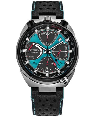 Citizen Men's Promaster Tsuno Chronograph Black Leather Strap Watch 44.5mm
