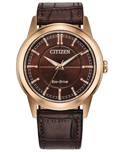 Citizen Men's Rolan Brown Leather Strap Watch 41mm