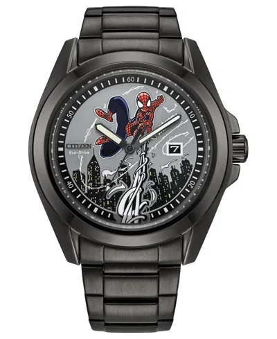 Citizen Men's Spider-man Gray Stainless Steel Bracelet Watch 43mm In Black