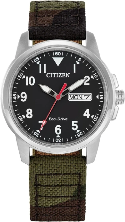 Pre-owned Citizen Men Sport Casual Garrison 3-hand Day/date Eco-drive Water Resistant