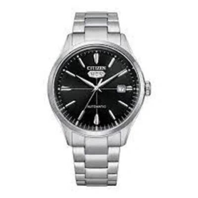 Pre-owned Citizen Men's Stainless Steel Black Dial  Analog Automatic Watch Int-nh8391-51e