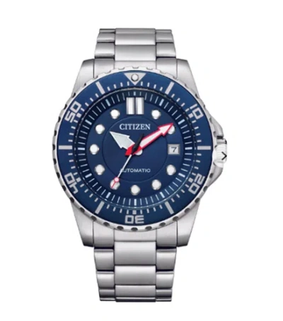 Pre-owned Citizen Men's Stainless Steel Blue Dial  Analog Silver Tone Watch Int-nj0121-89l
