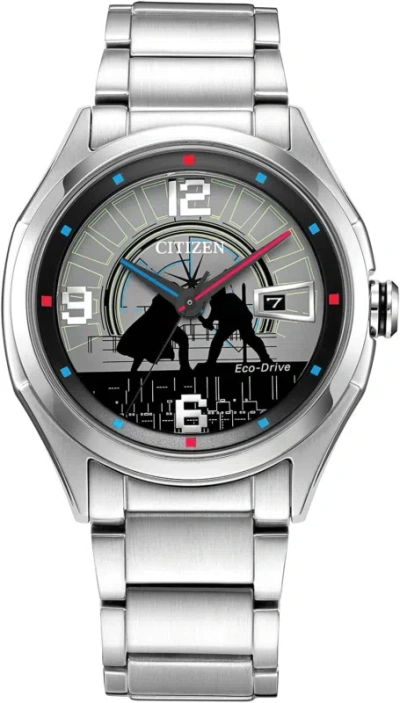 Pre-owned Citizen Men's Star Wars Eco-drive With Stainless Steel Bracelet, Silver-tone, 22
