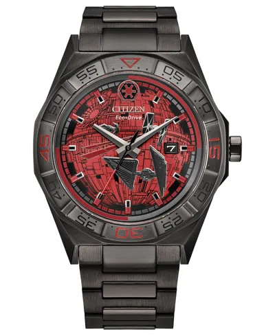 Citizen Men's Star Wars Imperial Battle Gray Stainless Steel Bracelet Watch 42mm In Black
