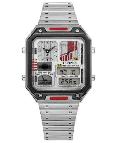 Citizen Men's Star Wars Rebel Pilot Ana-digi Stainless Steel Bracelet Watch 33mm In Silver-tone