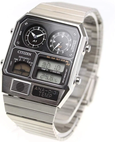 Pre-owned Citizen Men's Watch Ana-digi Temp Silver Jg2101-78e