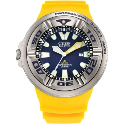 Pre-owned Citizen Men's Watch Promaster Marine Eco-drive Blue Dial Yellow Strap Bj8058-06l