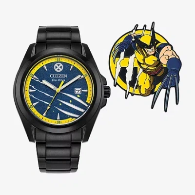 Citizen Mens Black Stainless Steel Bracelet Watch Aw1435-66w In Animal Print