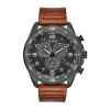 Citizen Mens Chronograph Brown Leather Strap Watch At2447-01e In Brown