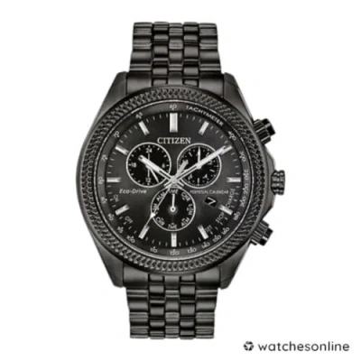 Pre-owned Citizen Mens Classic Chronograph Calendar Eco-drive Black Watch 44 Mm Bl5567-57e