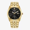 Citizen Mens Gold Tone Stainless Steel Leather Bracelet Watch Bm7333-85e In Gold