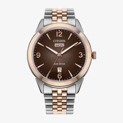 Citizen Mens Two Tone Stainless Steel Bracelet Watch Aw0156-57x In Green