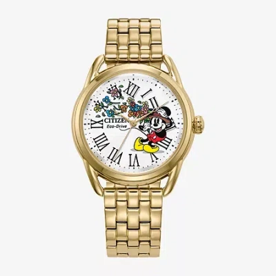 Citizen Mickey And Friends Mickey Mouse Womens Gold Tone Stainless Steel Bracelet Watch Fe7093-57w