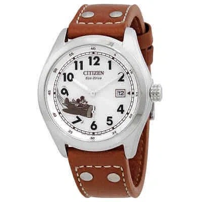 Pre-owned Citizen Mickey Aviator Ivory Dial Men's Watch Bv1088-08w