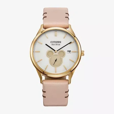 Citizen Mickey Mouse Mickey Mouse Womens Pink Leather Strap Watch Bv1132-08w In Gold