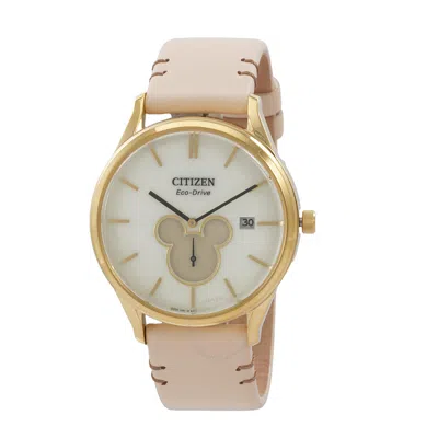 Citizen Mickey Shadow Eco-drive White Dial Unisex Watch Bv1132-08w In Black / Gold Tone / Pink / White