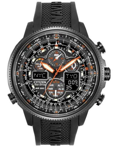 Pre-owned Citizen Navihawk Promaster Alarm A-t Men's Watch Polyurethane Strap Jy8035-04e