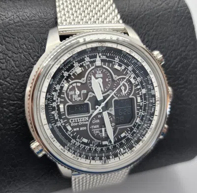 Pre-owned Citizen Jy8030-83e Promaster Navihawk At Eco-drive Silver Stainless Steel Watch
