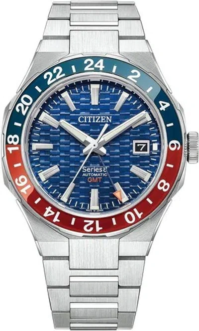 Pre-owned Citizen Nb6030-59l Series 8 880 Blue Dial Mechanical Automatic Gmt Watch Men