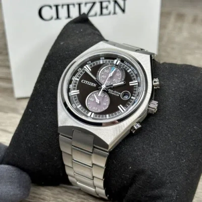 Pre-owned Citizen New✅titanium✅  Eco-drive Brycen Chronograph Silver Men's Watch Ca7090-52e