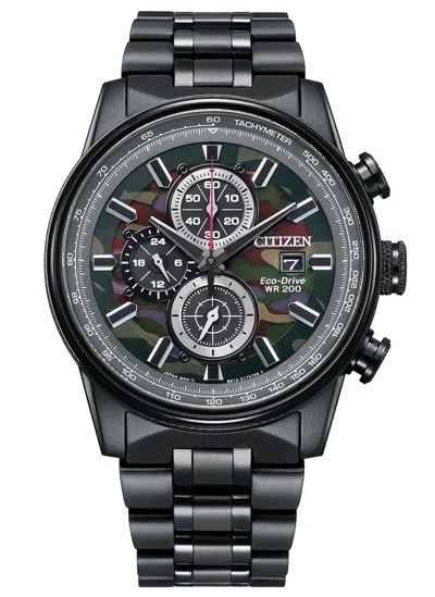 Pre-owned Citizen Nighthawk Green Ca0805-53x Camo Dial Stainless Steel Bracelet Watch