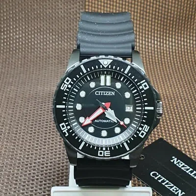 Pre-owned Citizen Nj0125-11e Automatic Black Rubber Strap Analog Men's Dress Watch