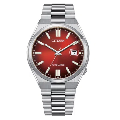 Pre-owned Citizen Nj0150-56w Tsuyosa Automatic Burgundy Dial Date Display Sapphire Watch