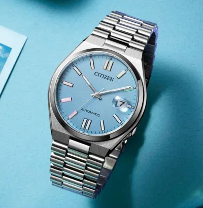 Pre-owned Citizen Nj0151-53l Tsuyosa Automatic Mechanical Blue Analog Men's Casual Watch