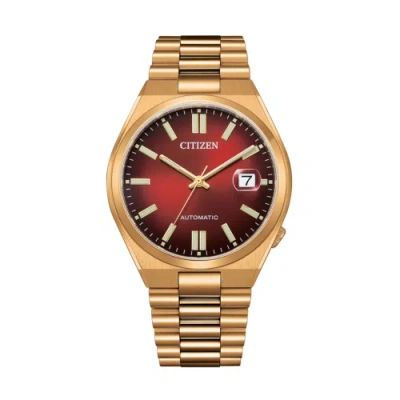 Pre-owned Citizen Nj0153-82x Automatic Mens Watch Gold Tone Red Dial Usus