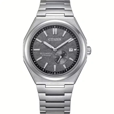 Pre-owned Citizen Nj0180-80h Automatic Grey Dial Sapphire Titanium Stainless Steel Watch