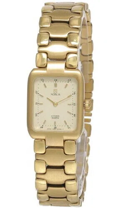 Pre-owned Citizen Noblia Cream Dial Gold-tone Ss Women's Watch Sz1212