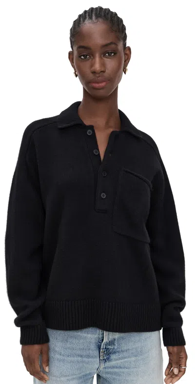 Citizen Of Humanity Citizens Of Humanity Agatha Wool And Cashmere-blend Polo Jumper In Black