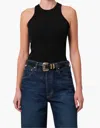 Citizen Of Humanity Akira Ribbed Stretch Tank Top In Black In Black