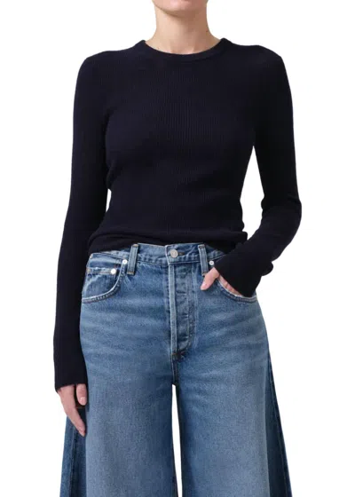 Citizen Of Humanity Alessia Crewneck Sweater In Navy In Blue