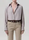 Citizen Of Humanity Ana Cropped Shirt In Noble Stripe In Multi