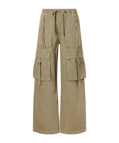 Citizen Of Humanity Andira Cotton And Linen Wide-leg Cargo Pants In Green