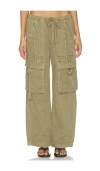 Citizen Of Humanity Womens Bezal (md Olv/grn) Andira Cotton And Linen Blend Cargo Trousers Xs In Gray