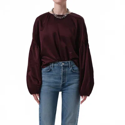 Citizen Of Humanity Anika Top In Burgundy In Multi