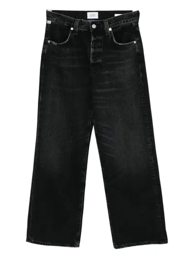 Citizen Of Humanity Annina High-raise Wide Leg Jeans In Black